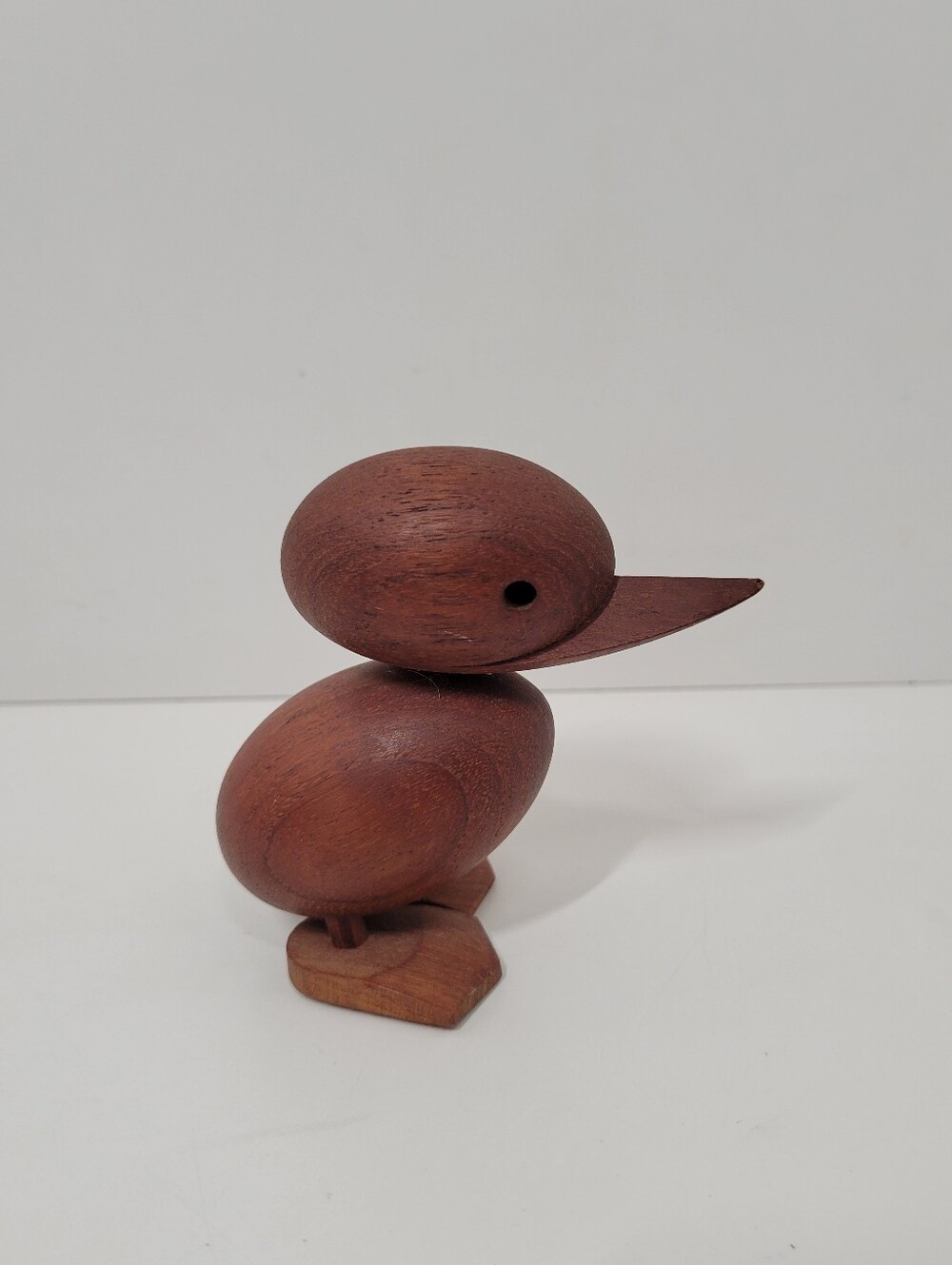 Vtg Hans Bolling Mid Century Modern Carved Solid Teak Wood 3.5" Duck Fig Denmark